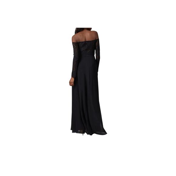 Love by Theia Black Lace Bodice Off-the-shoulder Gown Size 8 MSRP: $320 - Picture 4 of 9